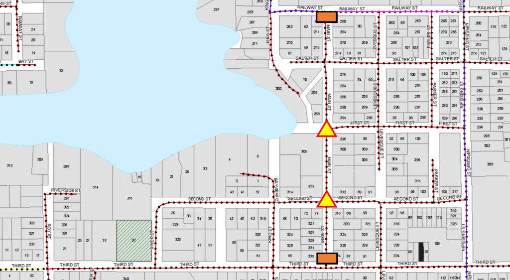 Complete road closure on Main St, between First and Second Street. Road closure between Railway Street and Third Street.